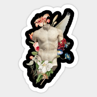 Popular Floral and Sculpture Art Collage, Nude Body Sticker